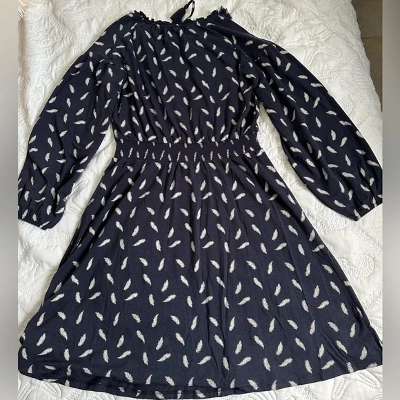 Garnet Hill Split Neck Dress XS Feather Stretch Tie Organic Cotton - Picture 8 of 10